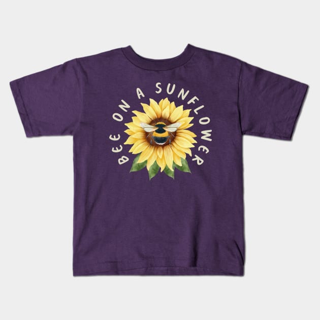 Bee On A Sunflower Kids T-Shirt by Mimielita